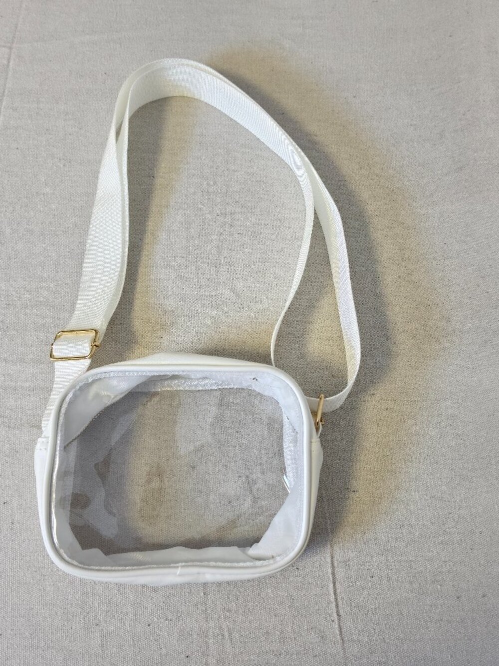Clear Crossbody Purse Bag Stadium Approved With Adjustable Strap White Gold